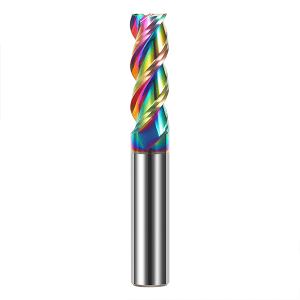 Three-flute End Mill Specifically for Aluminum Cutting Extended Length Seven-color Straight Shank End Mill for CNC Machining