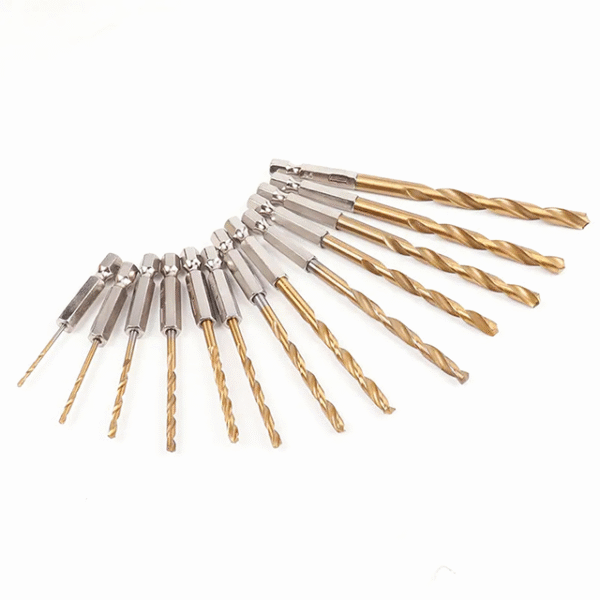 1.5-6.5mm Hex Shank Twist Drill Set - TI-Plated High Hardness Bits for Electric Screwdrivers