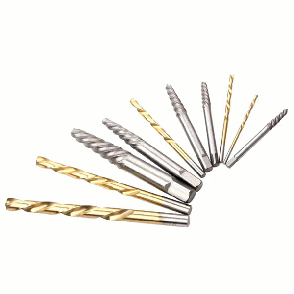 Steel Case HSS TiN Coated Inch Left Hand Twist Drill Extractor Set