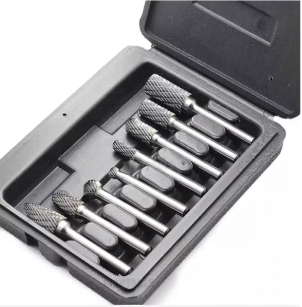 10-Piece TiN-Coated Carbide Rotary Files Set (6mm Dia. 1/4 Inch Shank) - Image 4