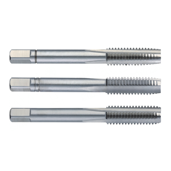 DIN352 Three-Piece Set Straight-Flute Cobalt HSS Taps with TiN Coating for Steel/Cast Iron/Aluminum Thread Processing