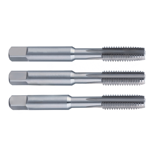 ISO529 3-piece straight-flute cobalt HSS taps w/TiN, for steel/cast iron/Al threads