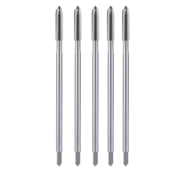 Extra-Long Thin Shank Straight Flute Cobalt HSS Taps w/TiN/TiCN for SS/Al/Cast Iron Deep Through Holes - Image 2