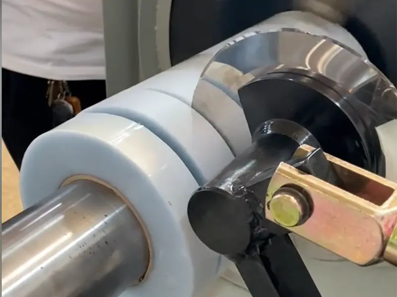 Plastic film slitting