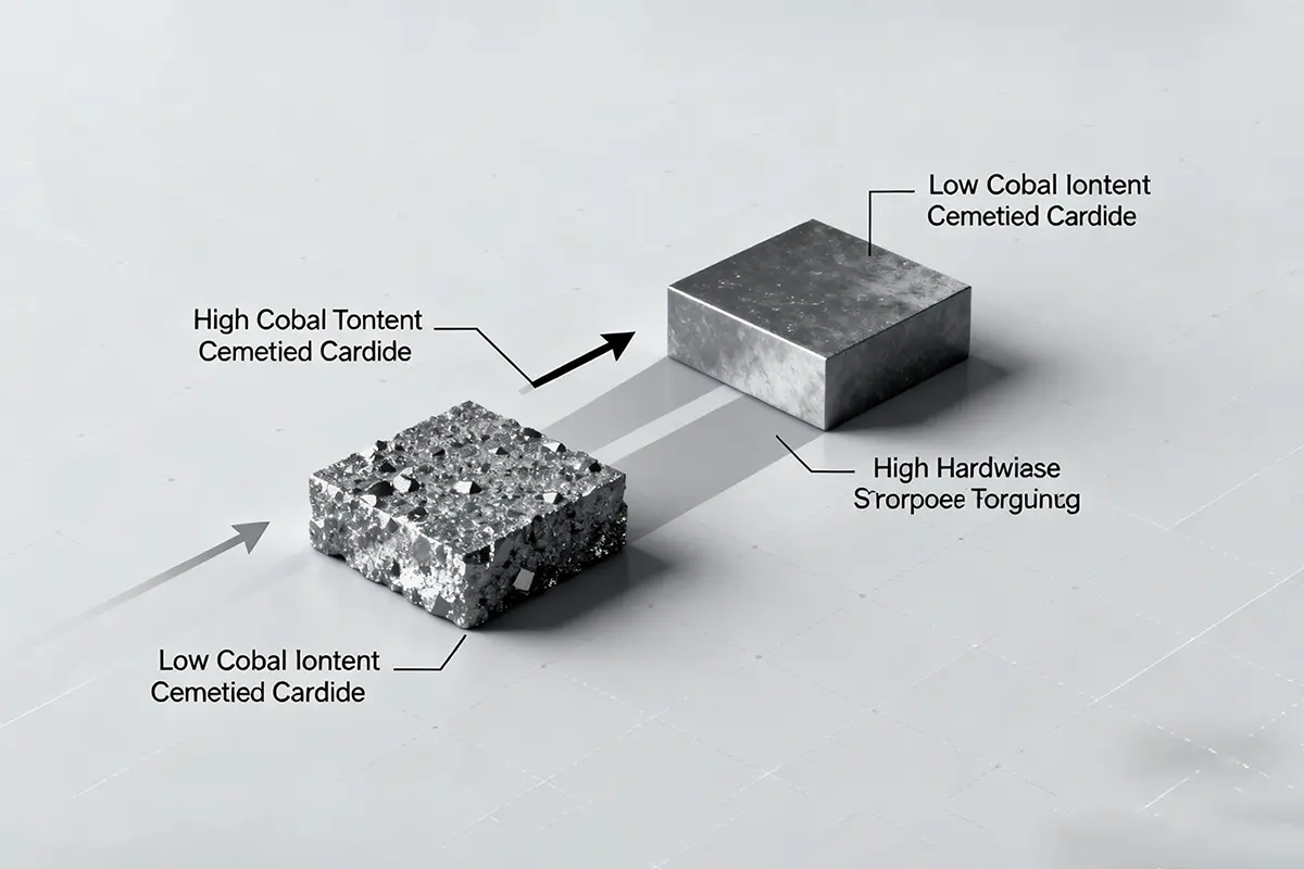 The relationship between cobalt content and hardness and toughness